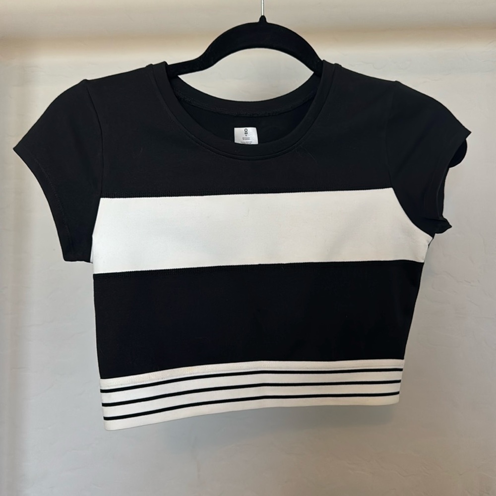 Black and White Striped Women's Top